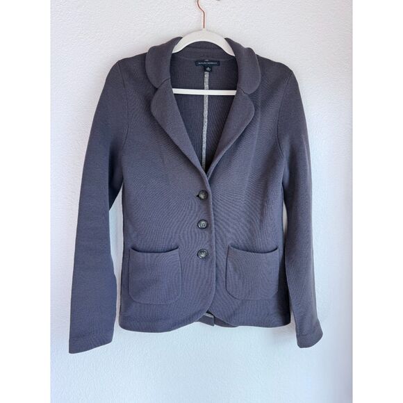 Banana Republic Wool Blend Knit Three Button Sweater Blazer in Dark Periwinkle S - Picture 2 of 10